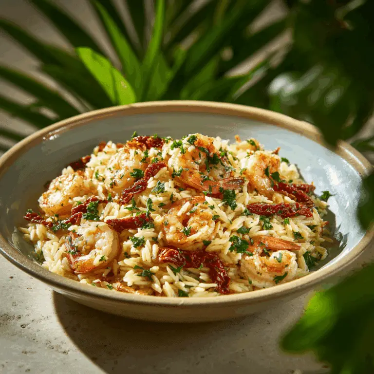 Prawn Orzo with Sun-Dried Tomatoes