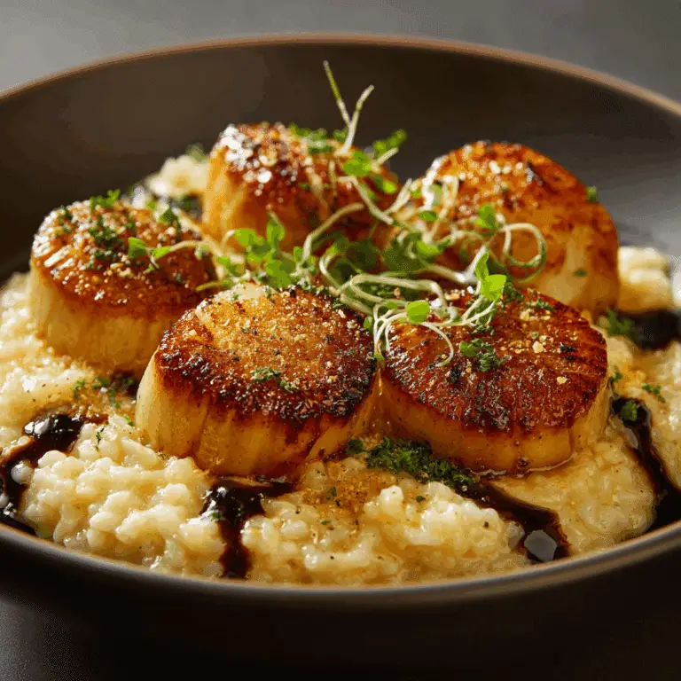 Brown Butter Scallops with Parmesan Risotto