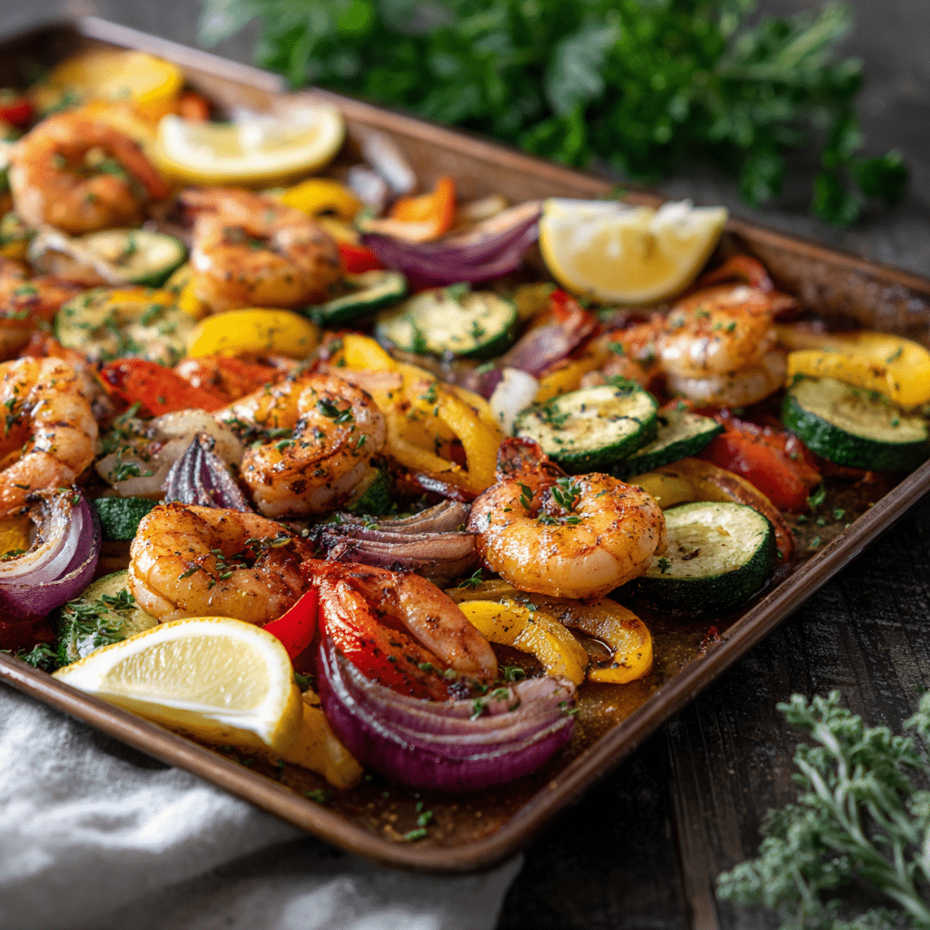 Sheet Pan Mediterranean Shrimp and Vegetables