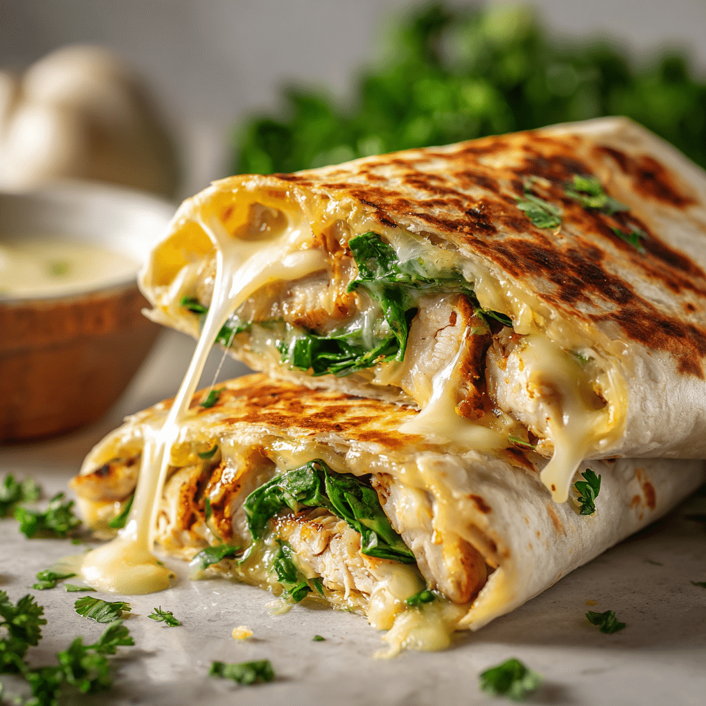 Cheesy Garlic Chicken Wraps