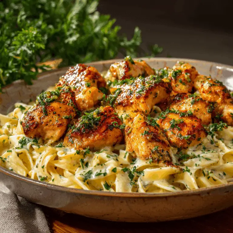Garlic Butter Chicken Bites with Creamy Pasta