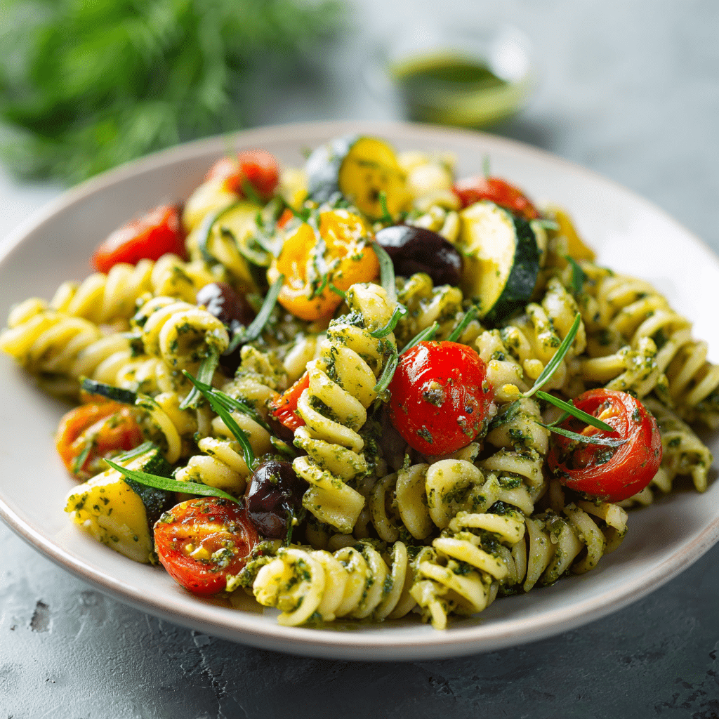 Cold Pesto Veggie Pasta