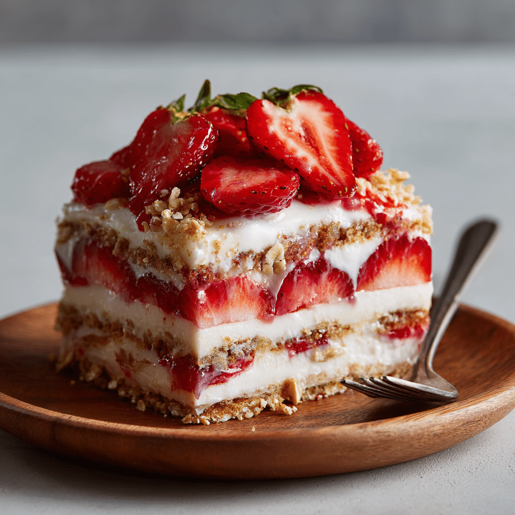 Strawberries and Cream Overnight Oats Cake
