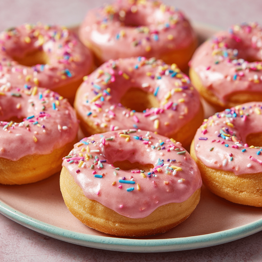 Baked Donuts with Pink Glaze