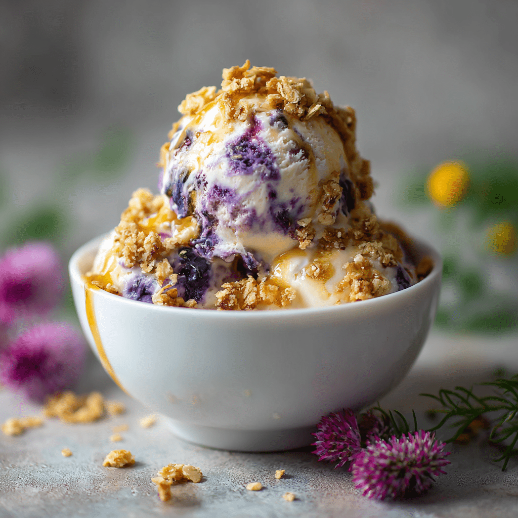 Blueberry Honey Crumble Ice Cream
