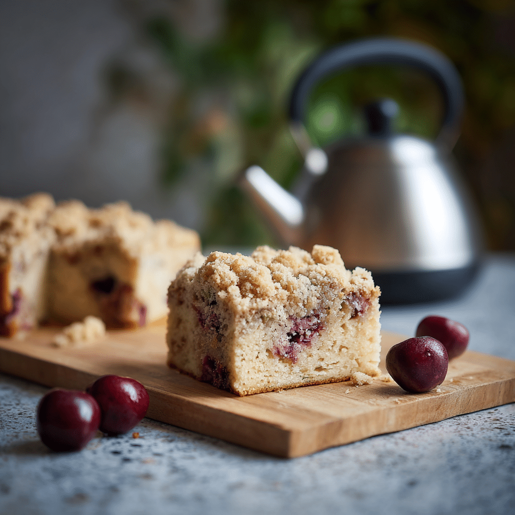 Cherry Almond Streusel Coffee Cake