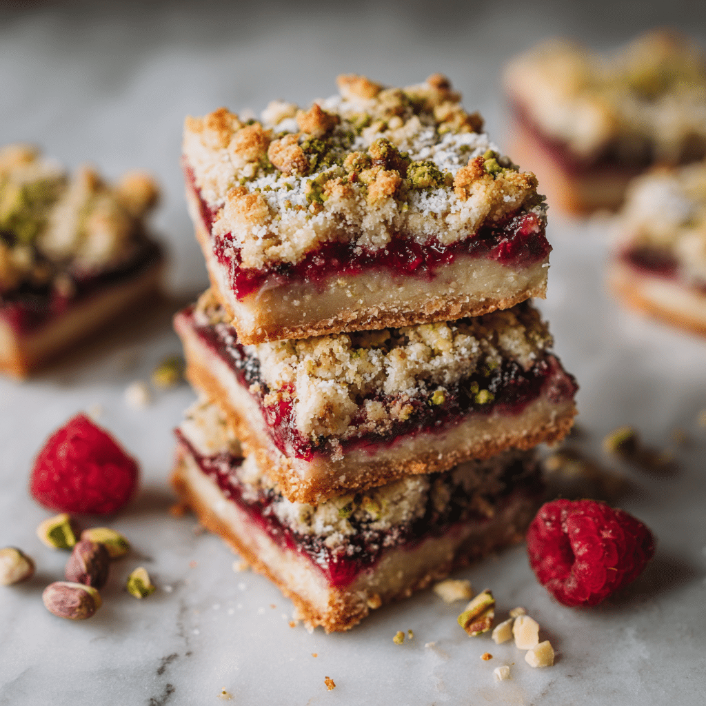 Raspberry Pistachio Crumble Bars
