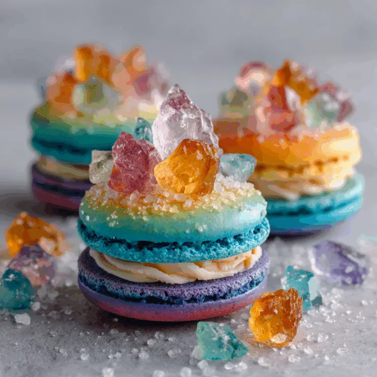 Rainbow Rock Candy Macaron Cake