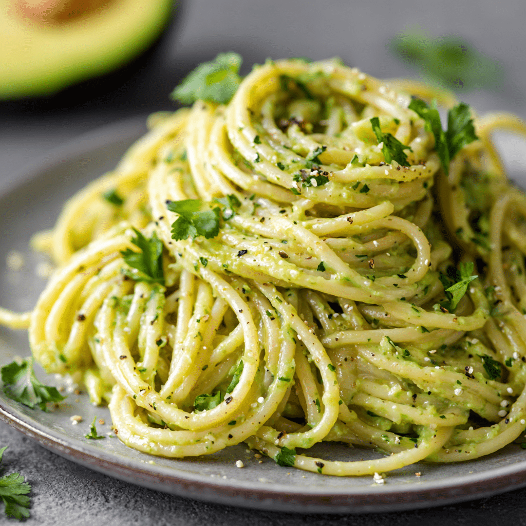 Cold Avocado Pasta with Lemon & Herbs