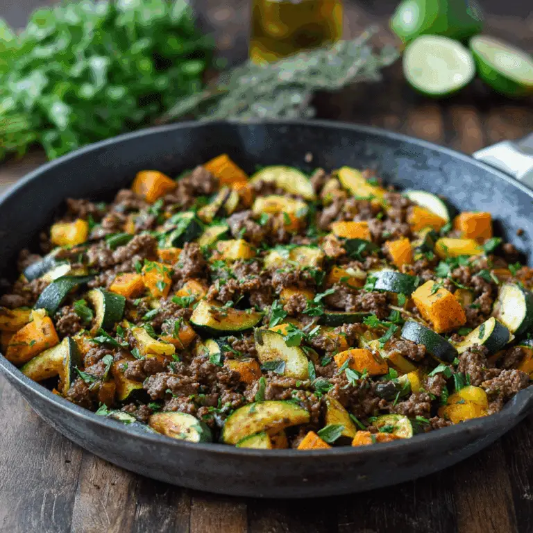 Ground Beef Zucchini Sweet Potato Skillet