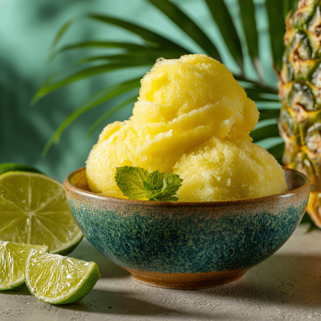 Pineapple Lime Sorbet Ice Cream