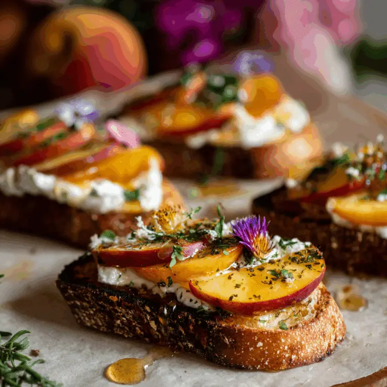 Peach & Burrata Crostini