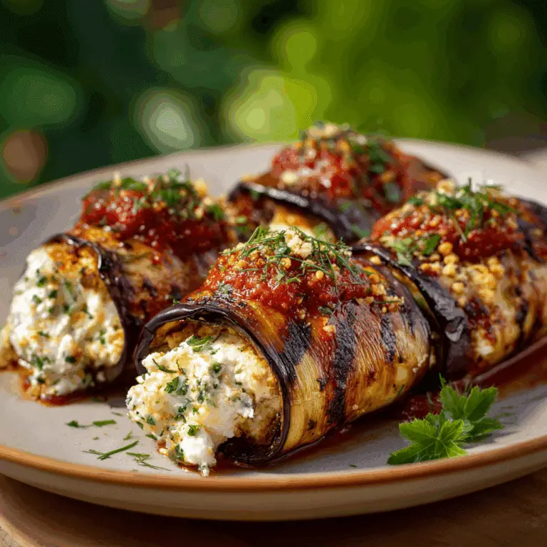 Grilled Eggplant Roll-Ups with Ricotta