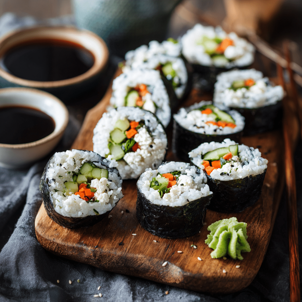 Veggie Sushi Rolls with Soy Sauce
