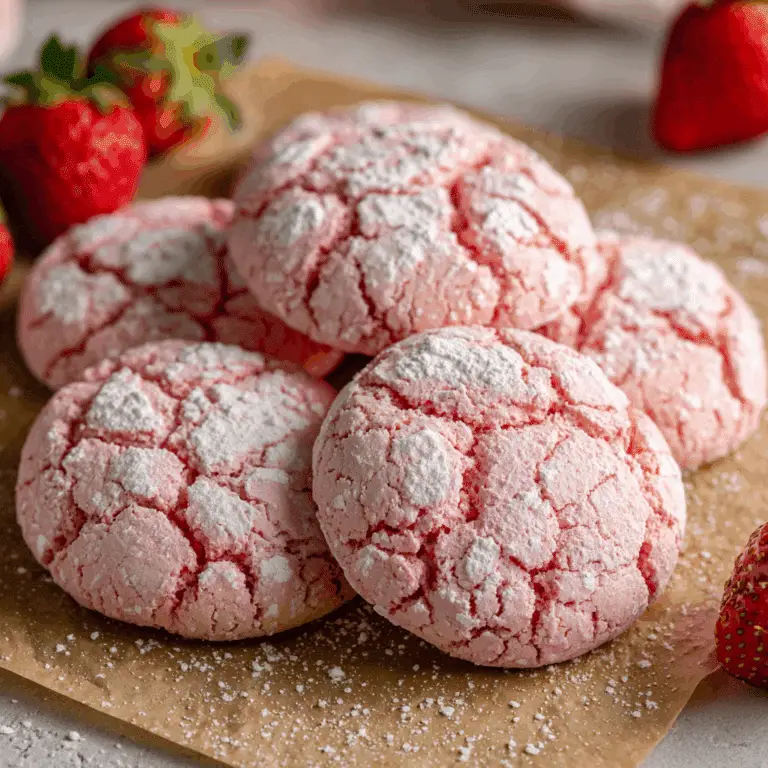 Strawberry Crinkle Cookies