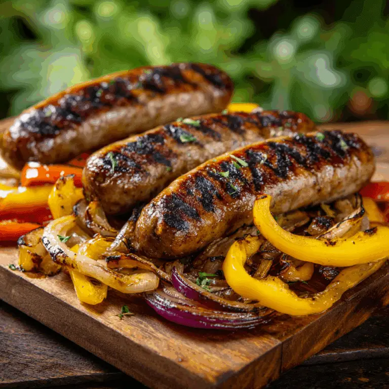 Grilled Bratwursts with Peppers