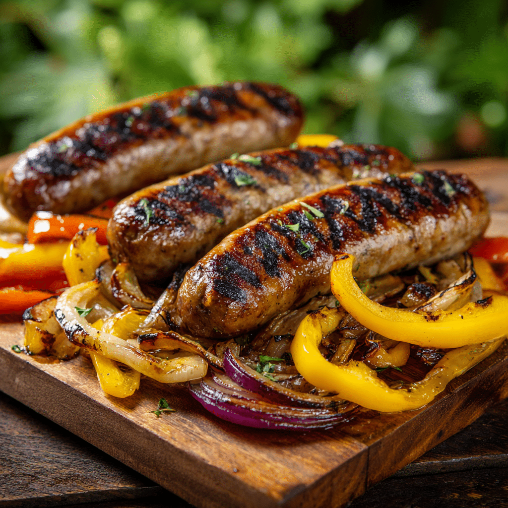 Grilled Bratwursts with Peppers