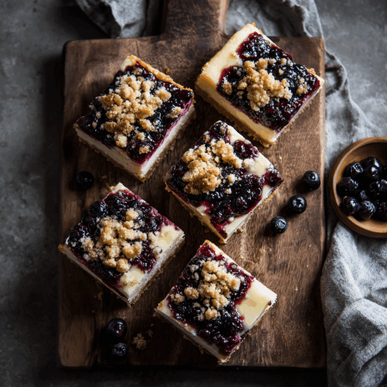 Blueberry Crumble Cheesecake Bars