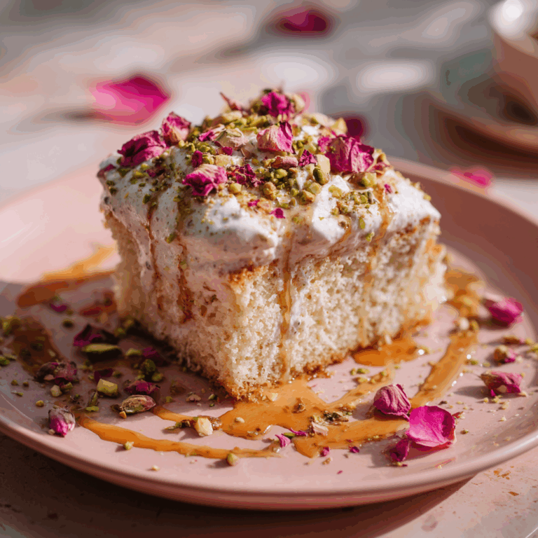 Rose Pistachio Tres Leches Cake