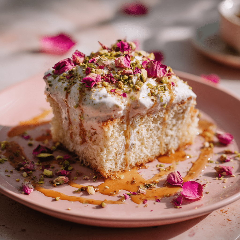 Rose Pistachio Tres Leches Cake
