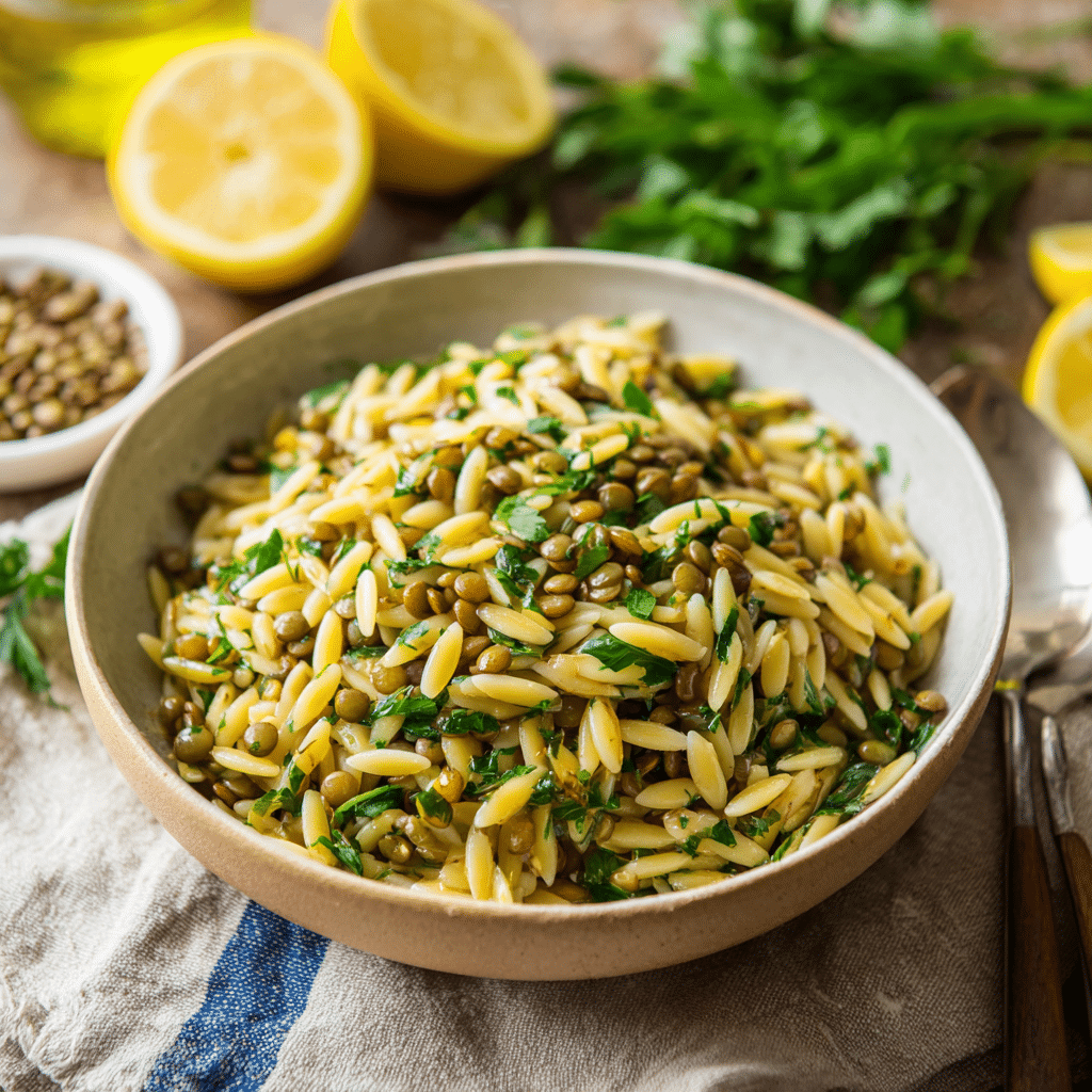 Lemon Orzo Lentil Pasta