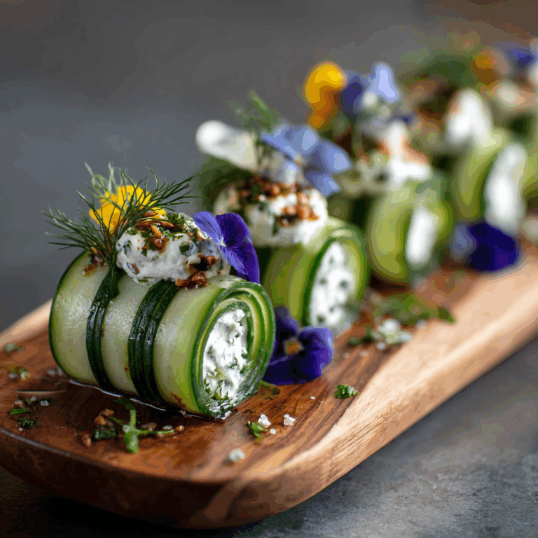 Cucumber rolls with cream cheese