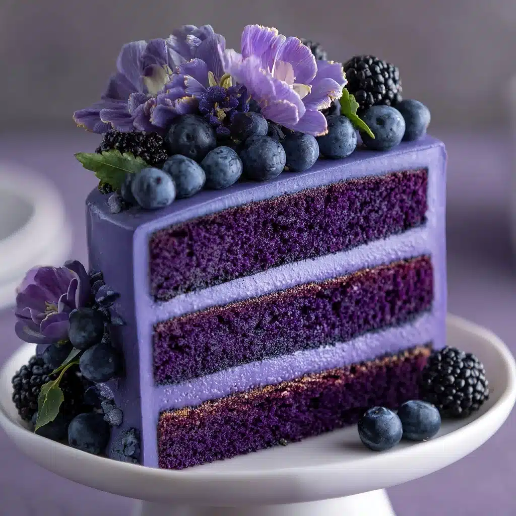 Royal Purple Velvet Cake with Creamy Vanilla Frosting Recipe