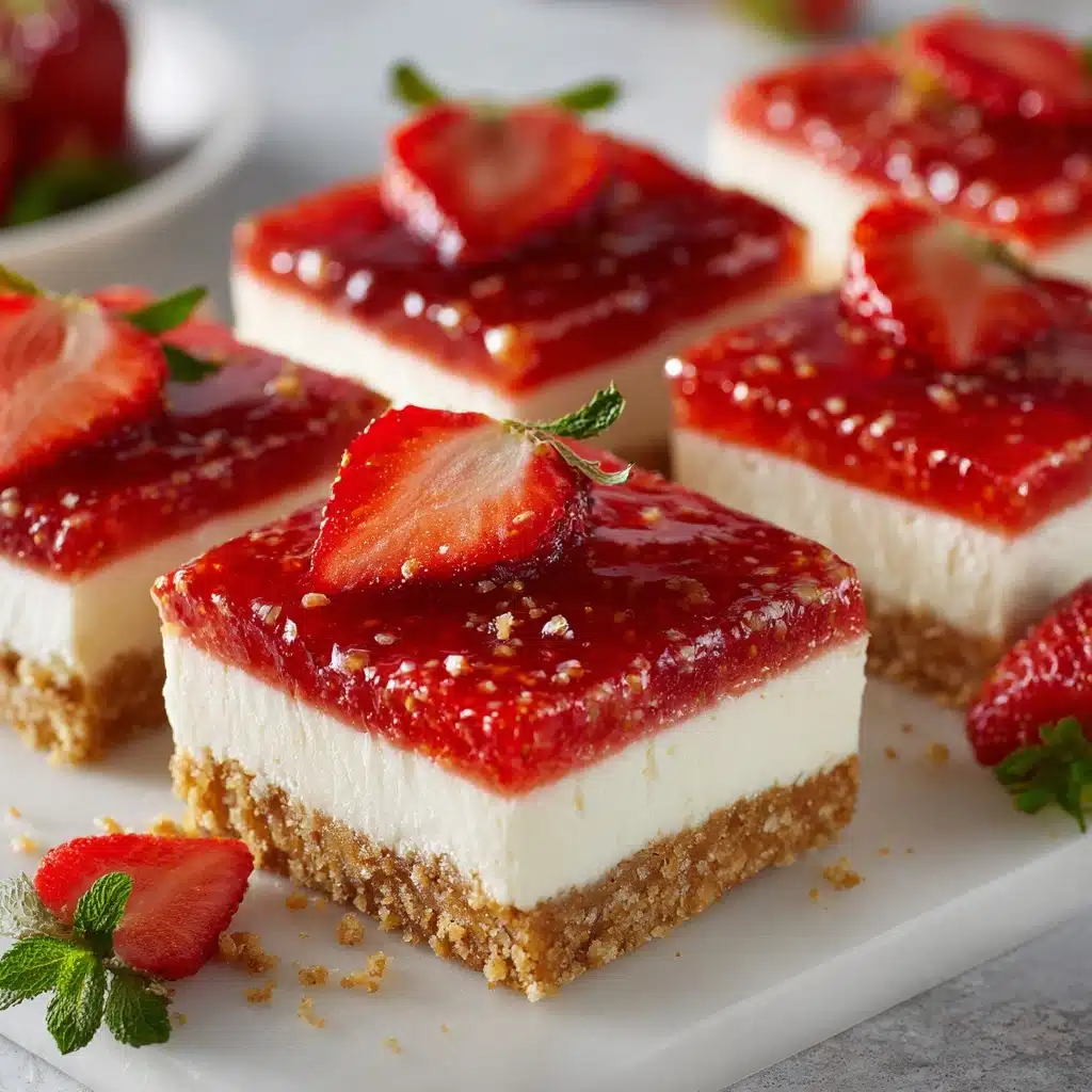 No-Bake Strawberry Cheesecake Bars Recipe - Recipe Image