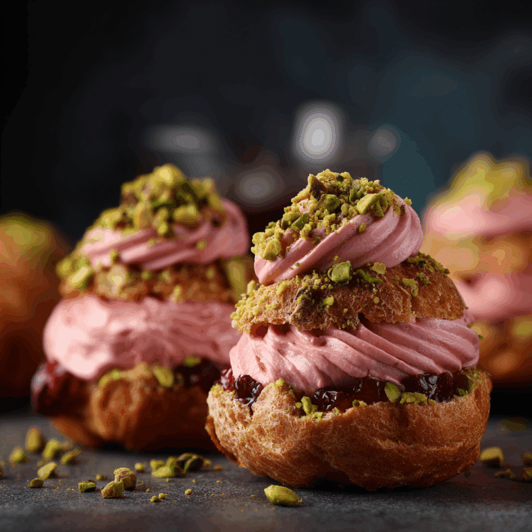 Raspberry Pistachio Eclairs