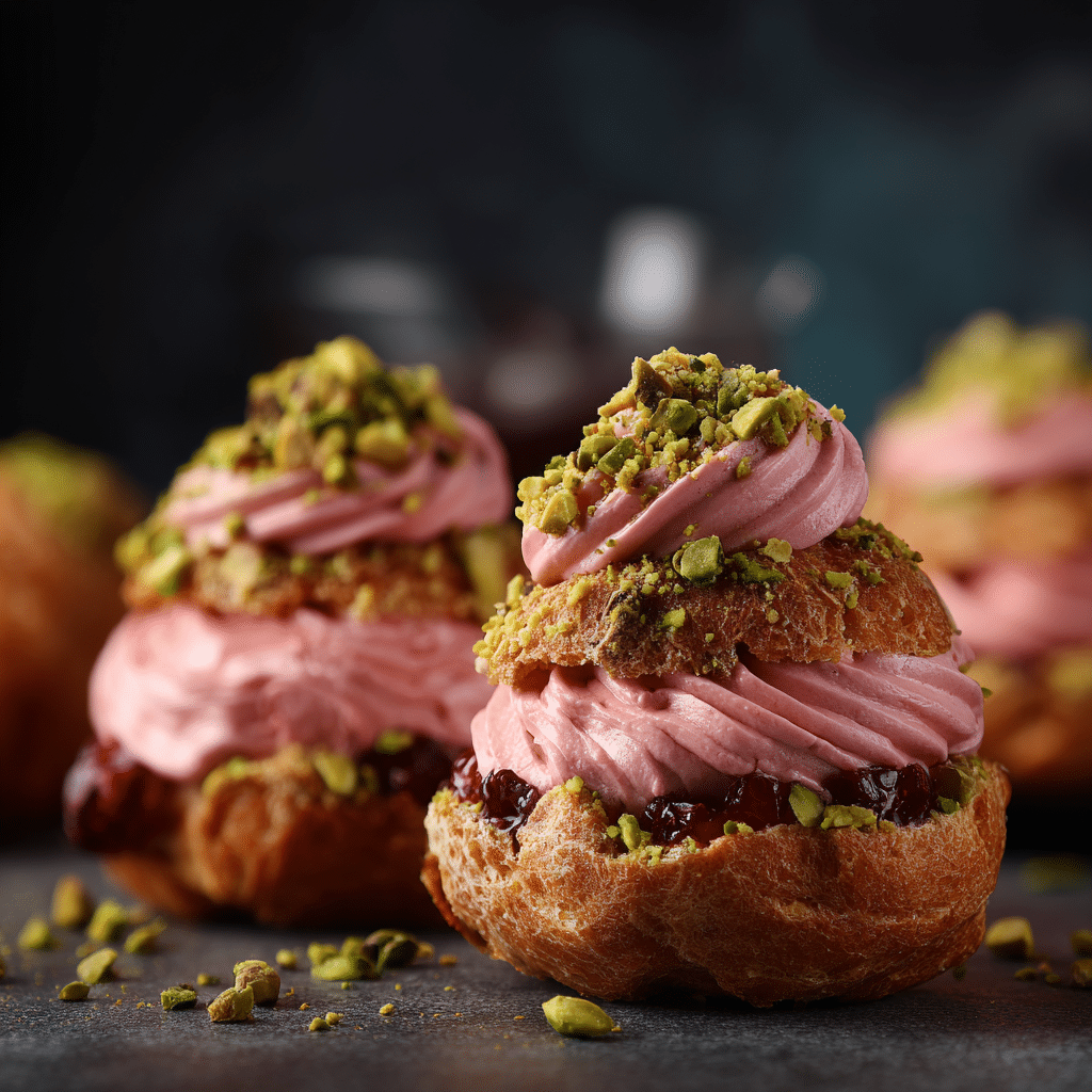 Raspberry Pistachio Eclairs