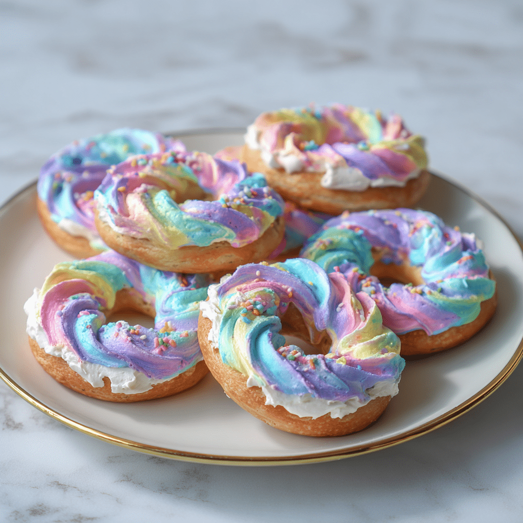 Rainbow Bagels with Cream Cheese