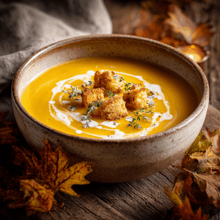 Pumpkin Cream Soup with Croutons
