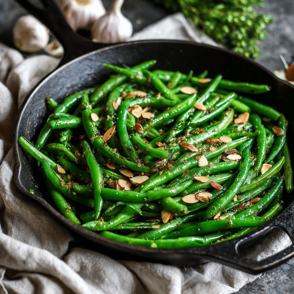 Garlic Butter Green Beans with Almonds