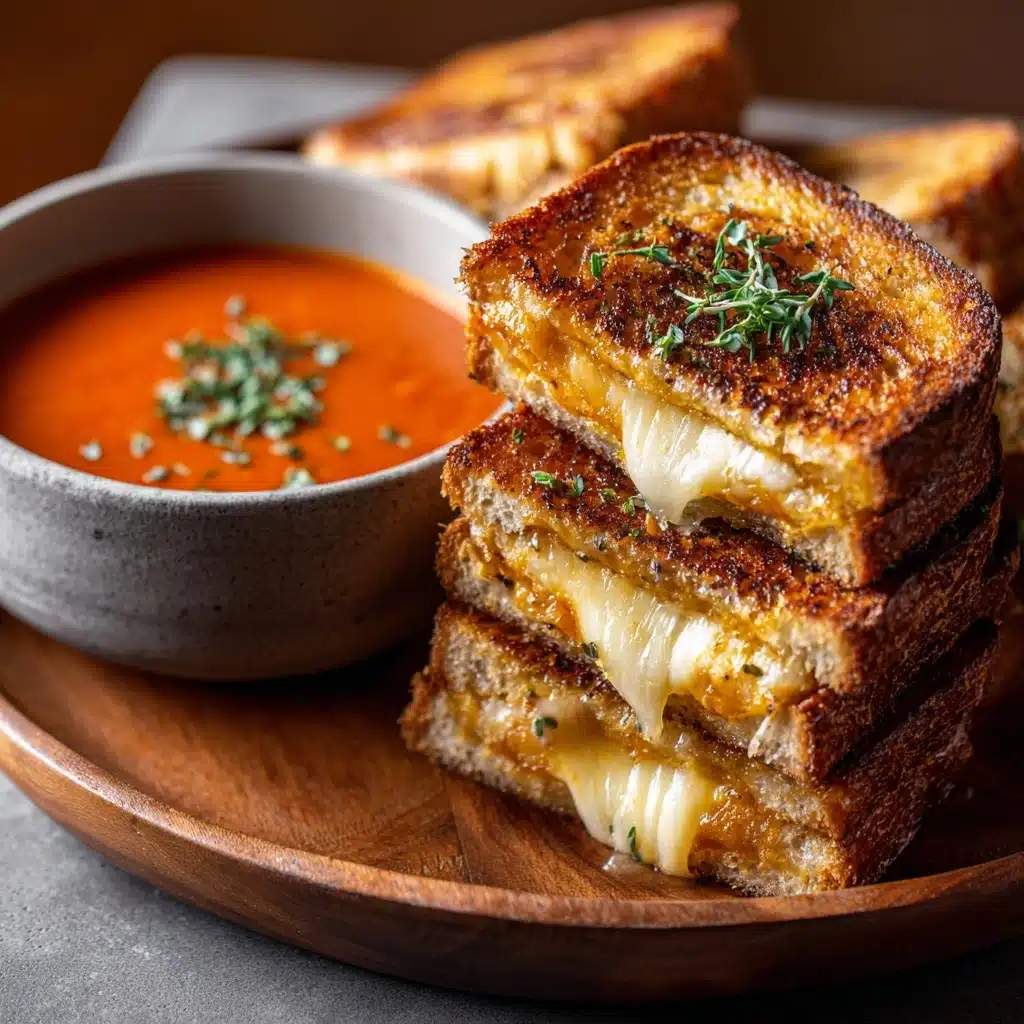 Creamy Tomato Basil Soup with Grilled Cheese
