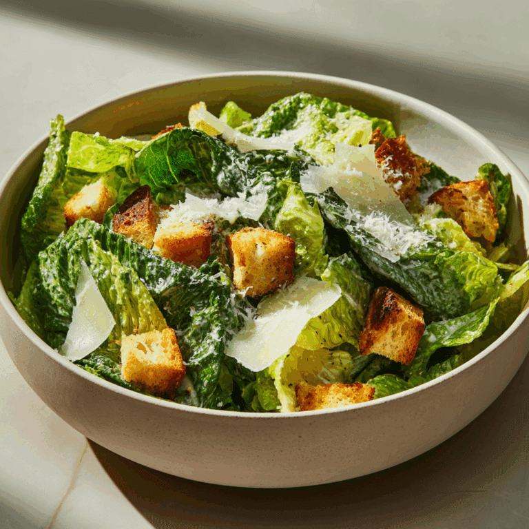 Creamy Caesar Salad with Garlic Croutons Recipe