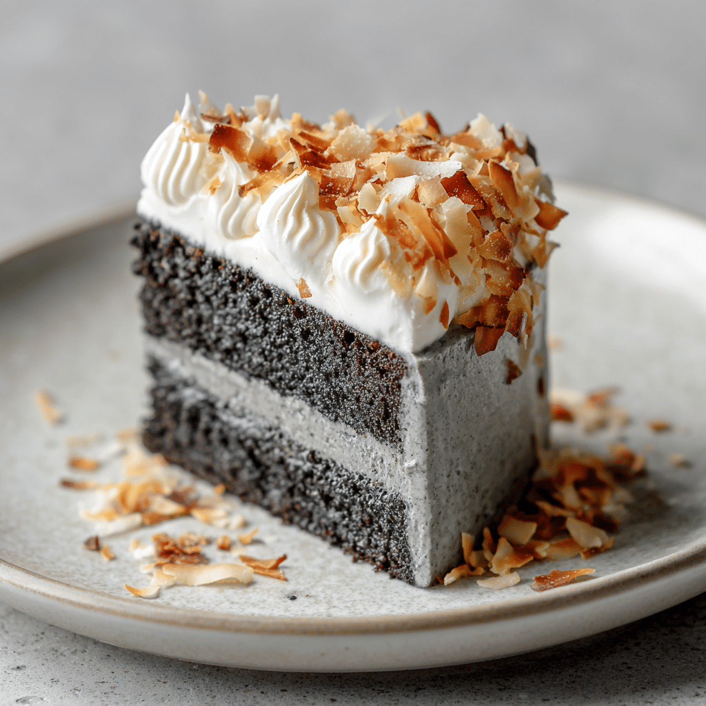 Charcoal Coconut Cake Recipe - Recipe Image