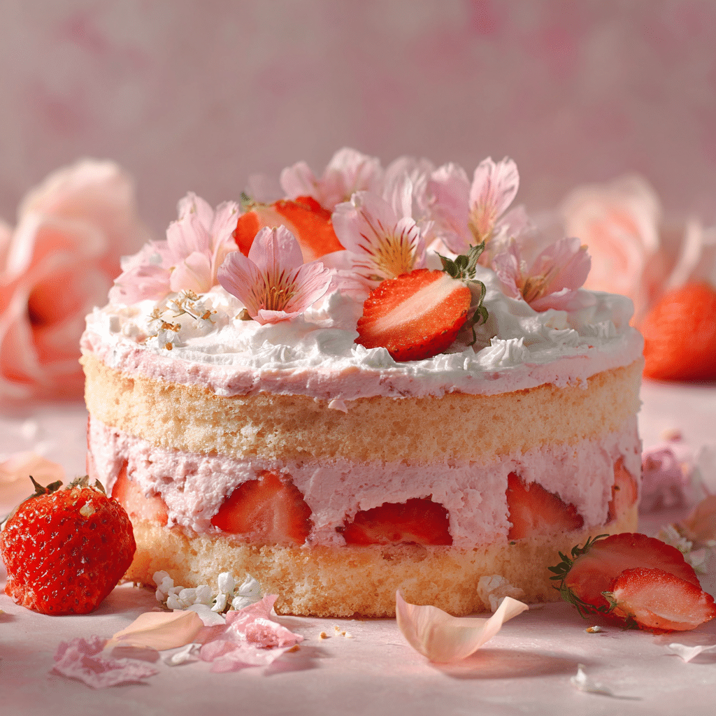 Sakura Strawberry Soufflé Cake Recipe