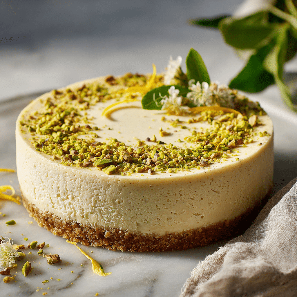 Lemon Pistachio Cheesecake (vegan & gluten-free) Recipe