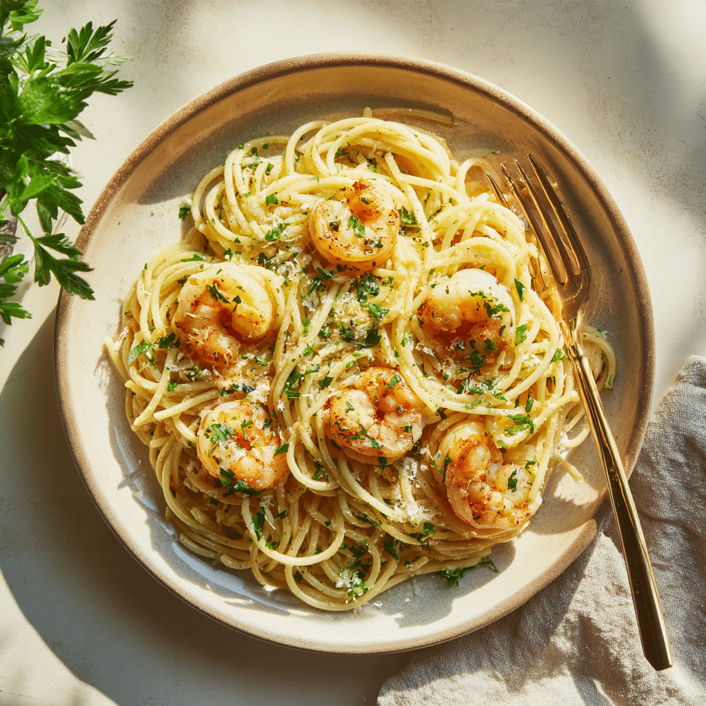 Lemon Garlic Shrimp Pasta Recipe - Recipe Image