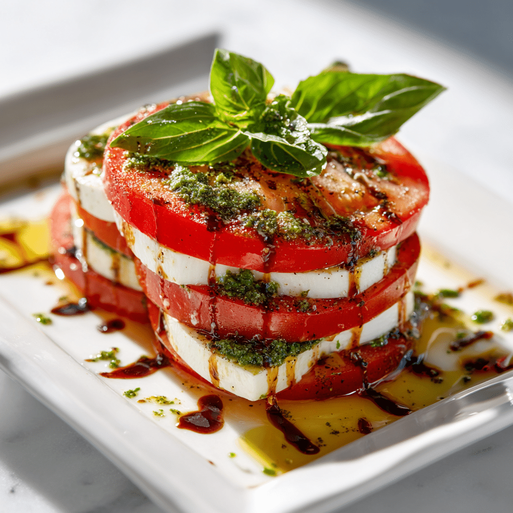 Caprese Salad with Pesto Drizzle Recipe - Recipe Image