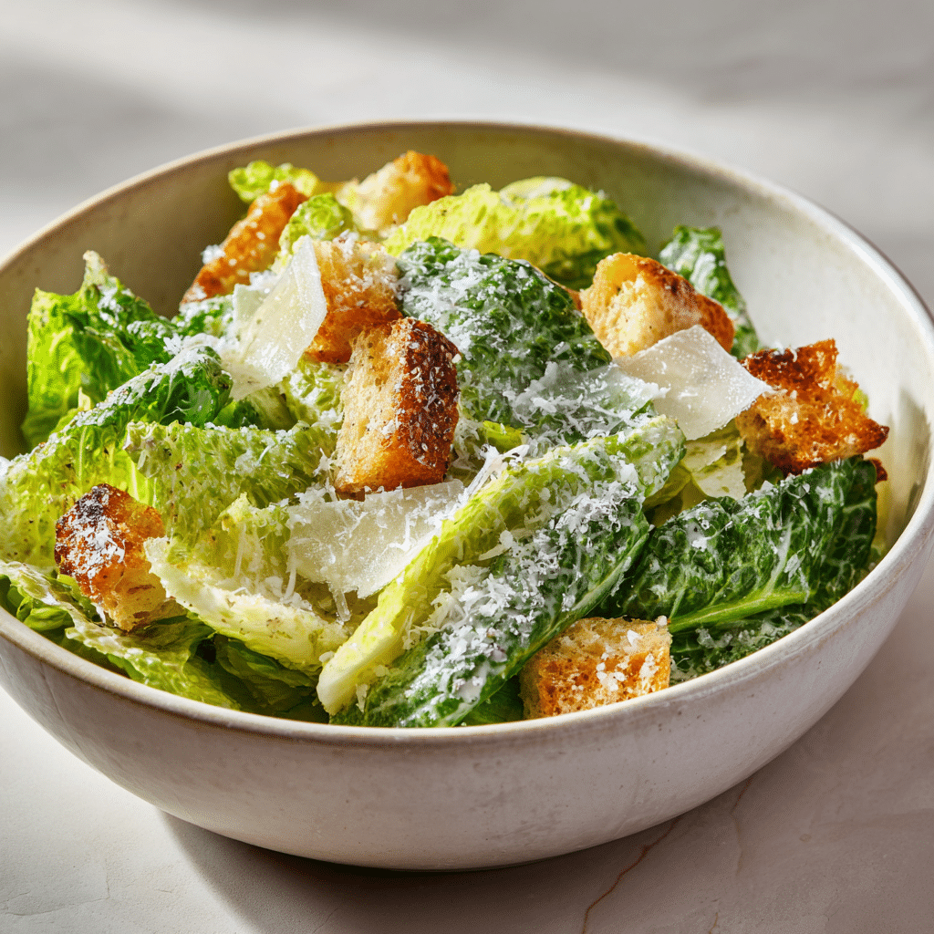 Creamy Caesar Salad with Garlic Croutons Recipe - Recipe Image
