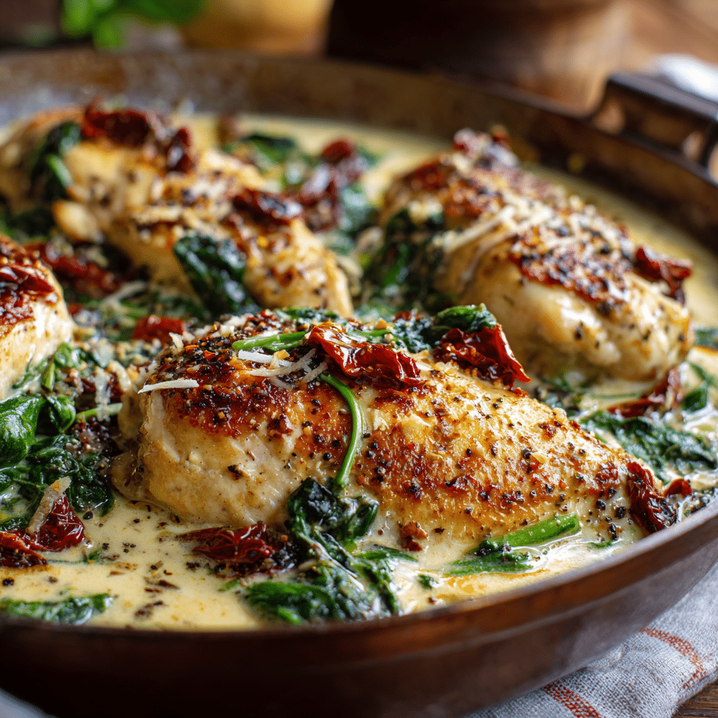 Creamy Garlic Tuscan Chicken Recipe