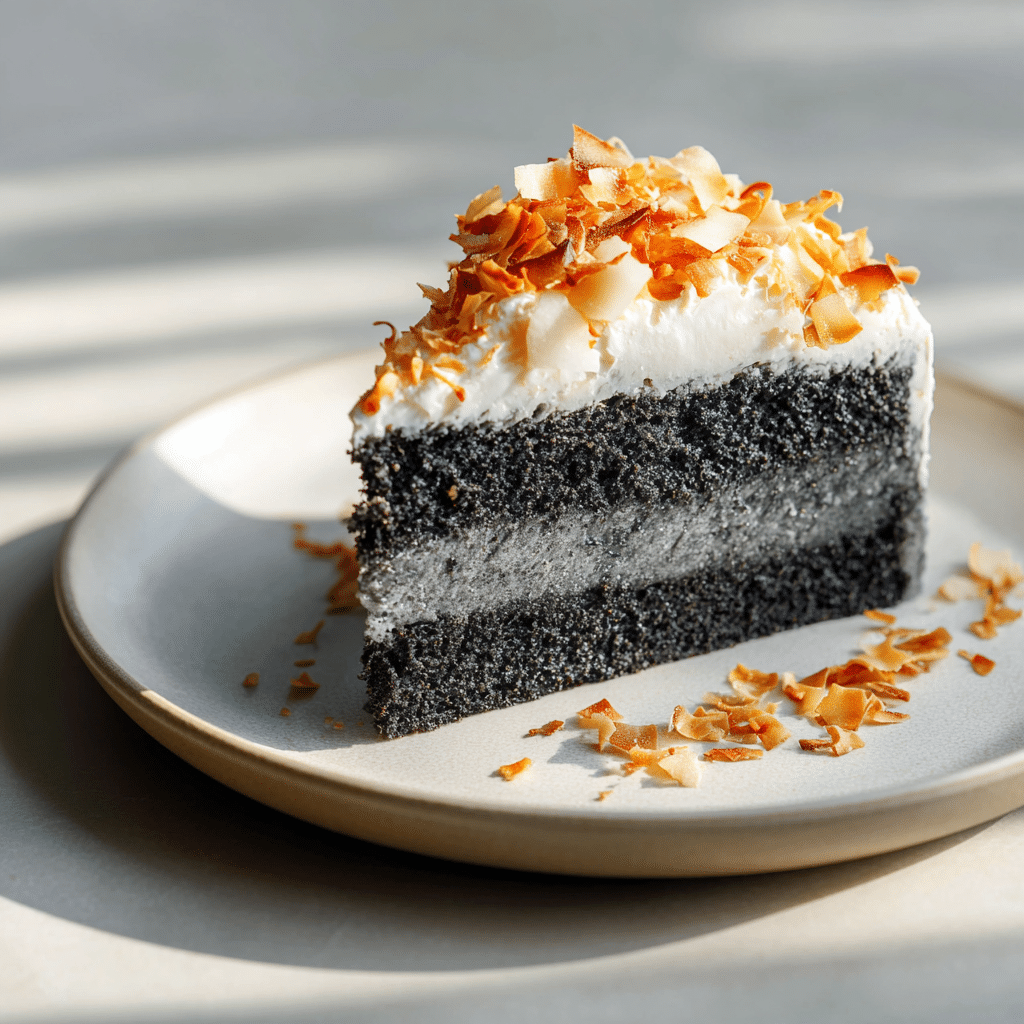 Charcoal Coconut Cake Recipe - Recipe Image