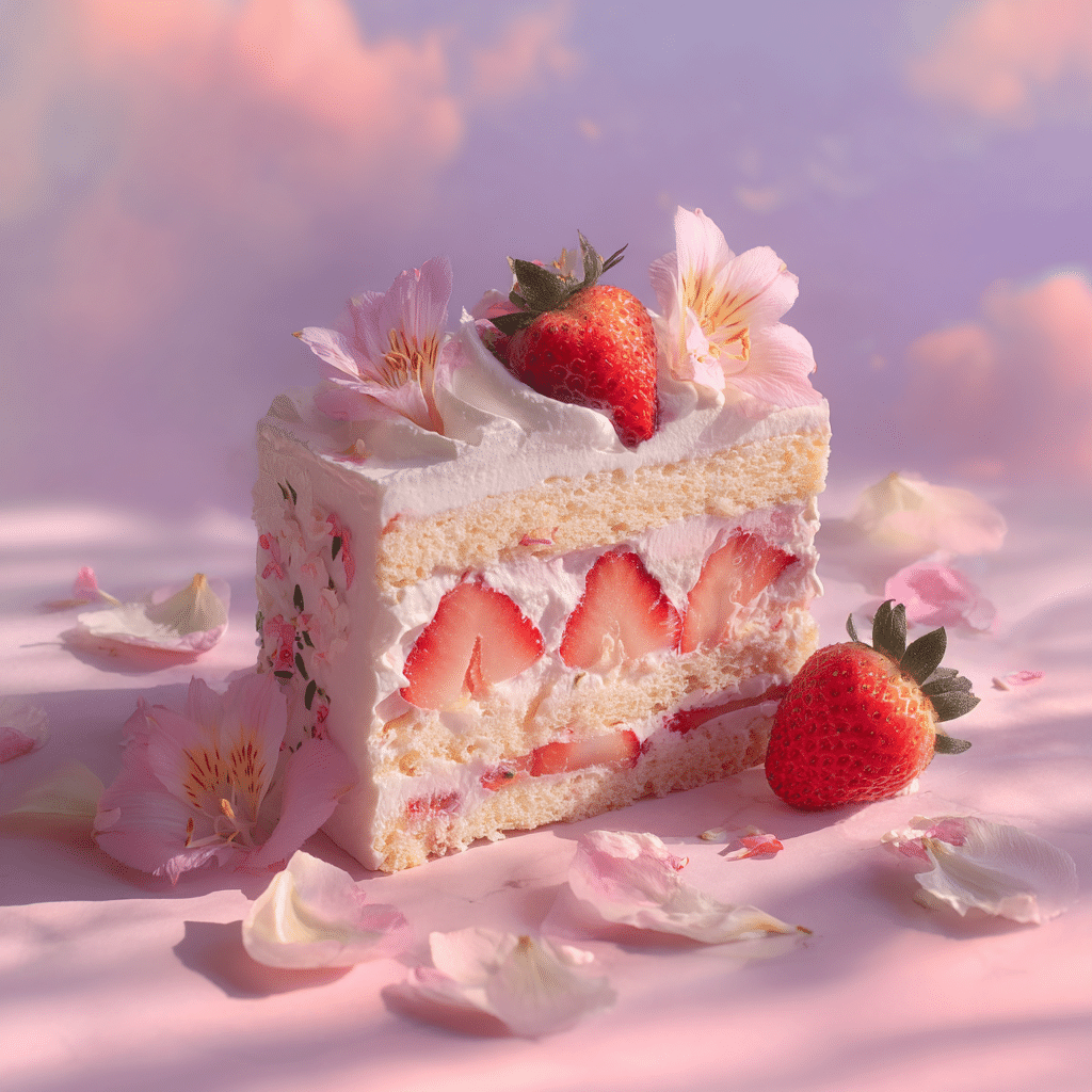 Sakura Strawberry Soufflé Cake Recipe - Recipe Image