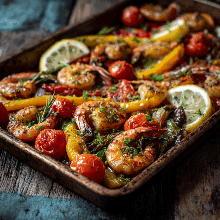 Sheet Pan Mediterranean Shrimp & Vegetables Recipe