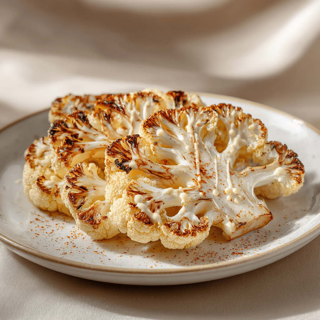 Charred Cauliflower Steaks with Tahini Drizzle Recipe - Recipe Image