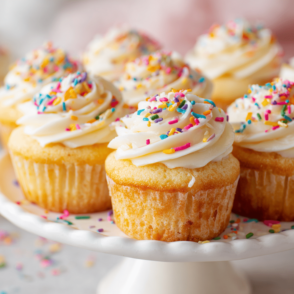 Confetti Cupcakes with Vanilla Frosting Recipe - Recipe Image
