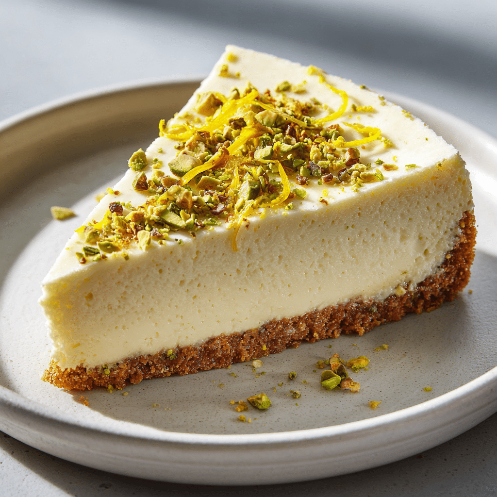 Lemon Pistachio Cheesecake (vegan & gluten-free) Recipe - Recipe Image