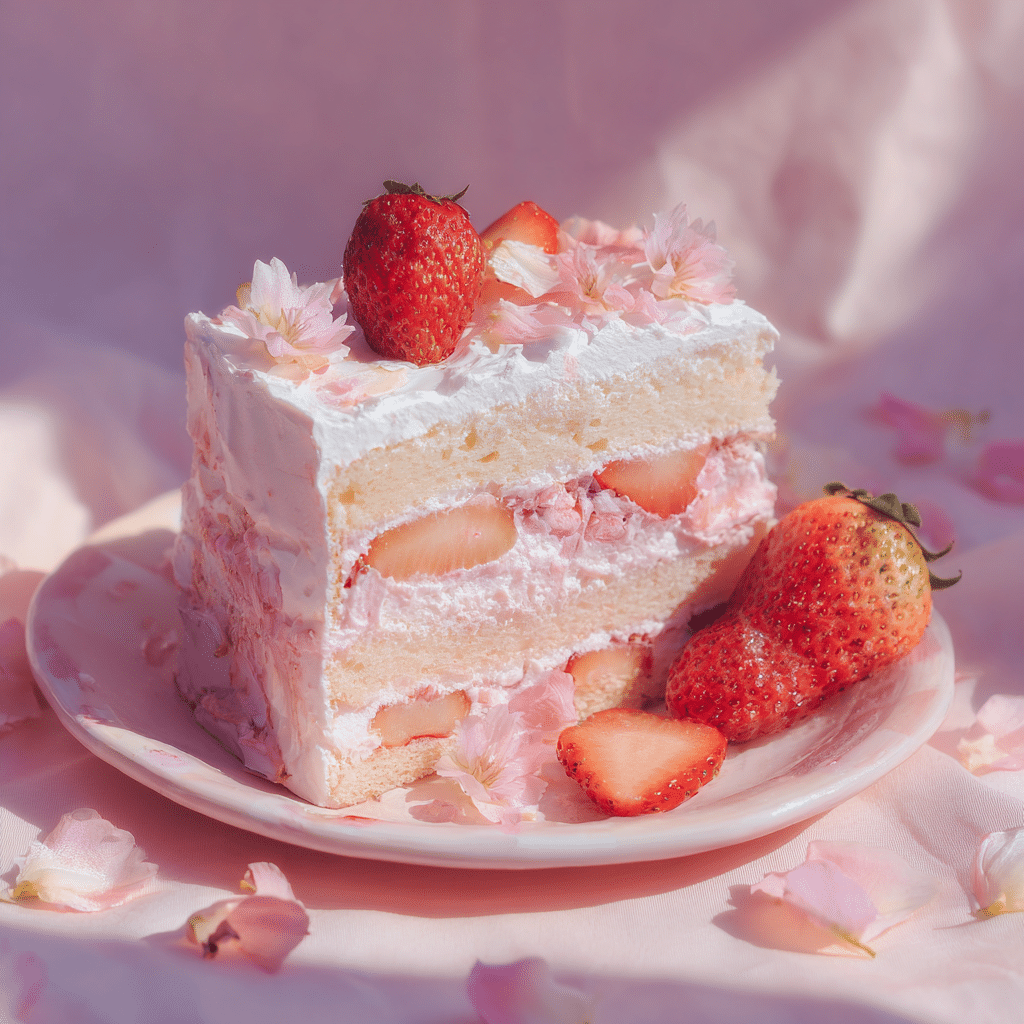 Sakura Strawberry Soufflé Cake Recipe - Recipe Image