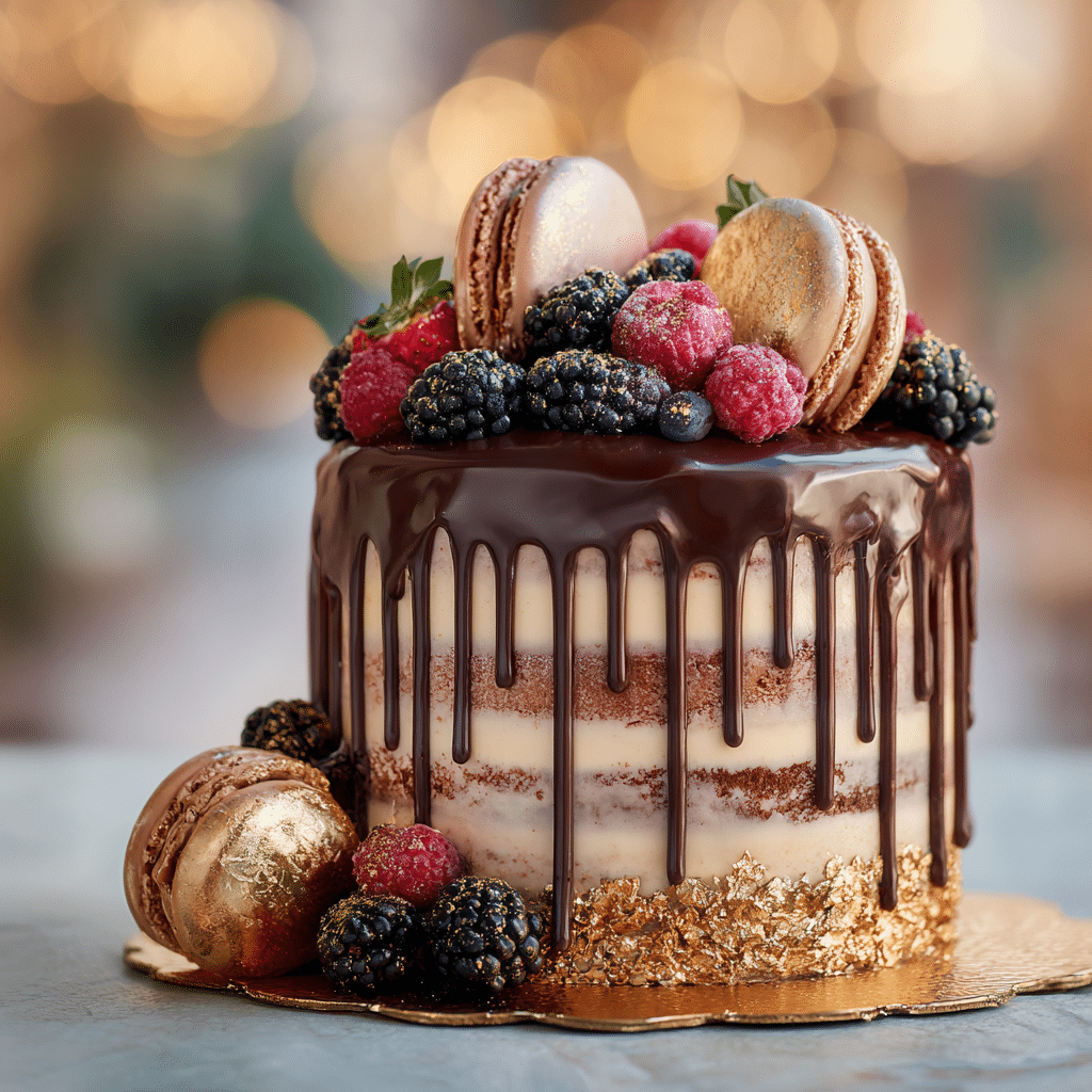 Chocolate Drip Celebration Cake Recipe - Recipe Image